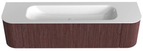 Mondiaz Kurve 170cm badmeubel ronding links/rechts ruby met 1 lade en 2 deuren en wastafel big large midden zonder kraangat