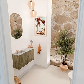 Mondiaz Joya DLux 80cm toiletmeubel ronding rechts dusk met wastafel faye links 1 kraangat glace