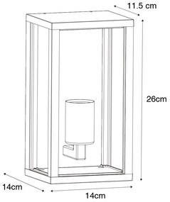 Buiten wandlamp zwart met ribbel glas IP44 - Charlois Modern E27 IP44 Buitenverlichting