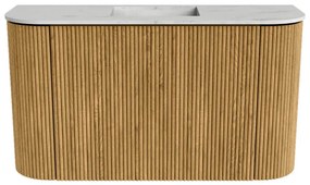 Mondiaz Joya DLux 75cm toiletmeubel ronding links/rechts oak met wastafel faye midden zonder kraangat opalo