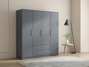 Kledingkast Cavmero 100, Antraciet, 190x200x56cm, 157 kg, Kledingkast deuren: Met scharnieren, Aantal planken: 5, Aantal planken: 5