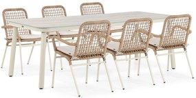 Tuinset 6 personen 220 cm Aluminium/rope Taupe Lifestyle Garden Furniture Catalone/Tavano