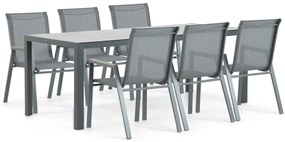 Tuinset 6 personen 210 cm Aluminium/textileen Grijs Domani Furniture Verde/Venustas