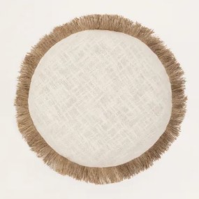Ronde Kussen Ø40 Cm In Katoen Paraiba Gardenia Wit - Beige – Linnen - Sklum