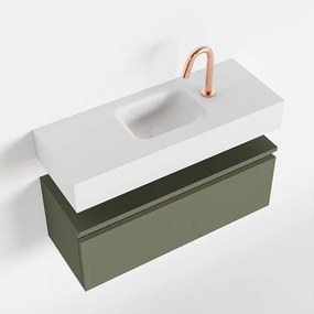 Mondiaz Andor toiletmeubel 80cm army met witte wastafel midden met kraangat