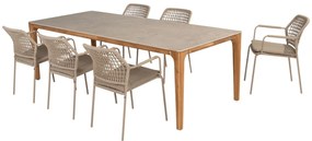 Taste by 4 Seasons Barista tuinset latte met Liam teak tuintafel met keramisch blad 240 x 100 cm  Tuinset    beige weerbestendig