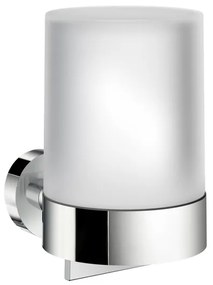 Smedbo Home Zeepdispenser - 10.5x12x10.5cm - zelfklevend / boren - Massief messing Chroom/ mat glas HK361