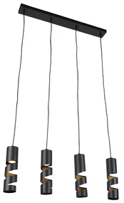 Eettafel / Eetkamer Moderne hanglamp zwart 4-lichts - Stream Modern GU10 Binnenverlichting Lamp