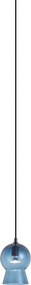 Retro hanglamp zwart met blauw glas voor railsysteem 1-fase - Iconic Bell