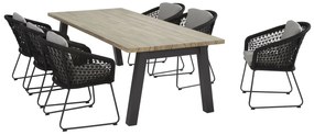 4 Seasons Outdoor Mila tuinset met Derby teak tafel 240 x 95 cm  Tuinset    houtkleur weerbestendig