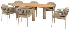 Taste by 4 Seasons Calma tuinset latte met Estate tafel 240 cm teak Tuinstoel   taupe weerbestendig