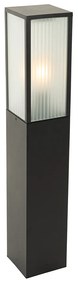 Smart staande buitenlamp zwart met ribbel glas 80 cm incl. Wifi A60 - Charlois