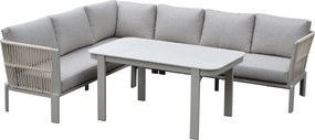 Veneto dining hoek loungeset 3 delig aluminium latte zand rope