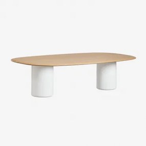 Ovalen Eettafel Van Mdf En Cement Lysander Eikenhout & 270 X 110 Cm & Helder Wit - Sklum