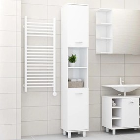 vidaXL Badkamerkast 30x30x179 cm bewerkt hout hoogglans wit