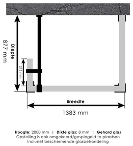 Brauer JC profielloze inloopdouche 90x140/30cm reversed koper