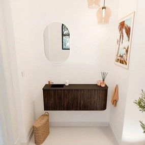 Mondiaz Joya 110cm toiletmeubel ronding rechts walnut met wastafel faye links 1 kraangat urban