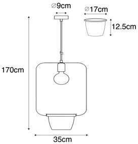 Moderne hanglamp zwart met glas rechthoekig - Roslini Modern E27 Binnenverlichting Lamp