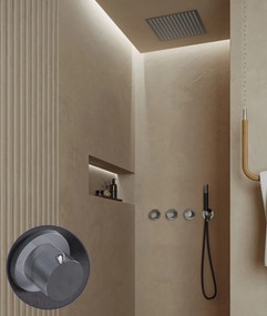 Saniclear Plus Stripes Pro inbouw regendouche met inbouw douchekop 30x30cm en staafhanddouche chroom