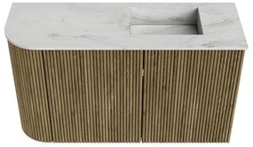 Mondiaz Joya DLux 70cm toiletmeubel ronding links dusk met wastafel faye rechts zonder kraangat opalo
