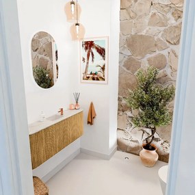 Mondiaz Joya DLux 115cm toiletmeubel ronding links/rechts oak met wastafel faye midden 1 kraangat ostra