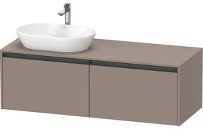 Duravit Ketho 2 wastafelonderbouwkast incl. consoleplaat met 2 laden voor waskom links 140x55x45.9cm met handgrepen antraciet basalt mat K24888L43430000