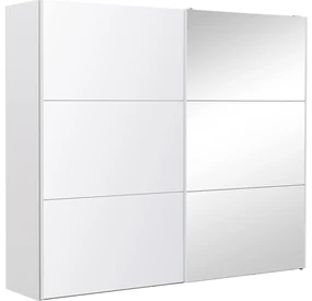 Goossens Kledingkast Easy Storage Sdk, 253 cm breed, 220 cm hoog, 1x 3 paneel glas schuifdeur li en 1x 3 paneel spiegel schuifdeur re