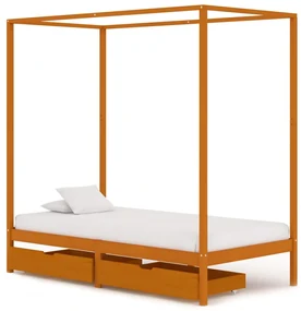 vidaXL Hemelbedframe met 2 lades massief grenenhout 100x200 cm