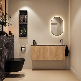 Mondiaz Ture DLux toiletmeubel 120cm washed oak met wastafel lava rechts met kraangat