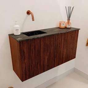 Mondiaz Joya DLux 80cm toiletmeubel ruby met wastafel faye links zonder kraangat lava