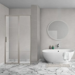 Aqua Vista Nisoplossing (vast deel plus deur) - Triple Linea 120x200 cm. Gun Methal Light - 118-121 cm R-GML-L120-FFF