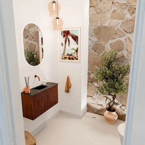 Mondiaz Joya DLux 70cm toiletmeubel ruby met wastafel faye midden zonder kraangat lava