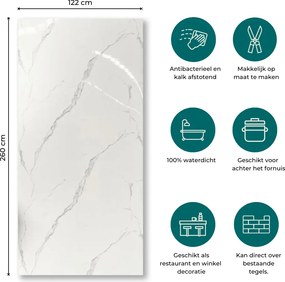 PVC Marmer Wit Glans Bianco Calacata 260x122x0,3cm