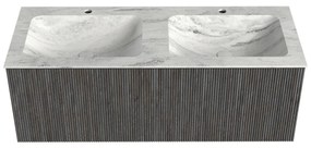 Mondiaz Kurve-dlux 120cm badmeubel shadow met 1 lade en wastafel leaf dubbel 2 kraangaten opalo