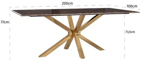 Richmond Interiors Conrad Eettafel Emperador Marmer Met Goud - 200 X 100cm.