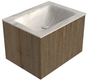 Mondiaz Kurve-dlux 60cm badmeubel dusk met 1 lade en wastafel cloud midden zonder kraangat ostra
