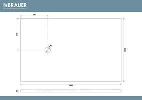 Brauer Asteroid douchevloer 100x160cm mineraalmarmer wit mat