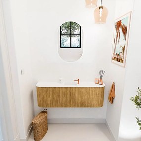 Mondiaz Joya 125cm toiletmeubel ronding links/rechts oak met wastafel faye midden 1 kraangat talc
