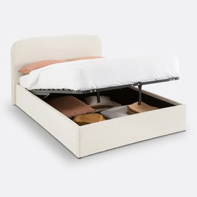 Kofferbed bouclette met ophefbare lattenbodem, Conto