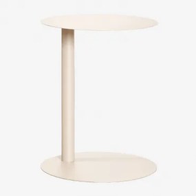 Ronde Bijzettafel Voor De Tuin Ø40 Cm Van Staal Yannik Tapioca Beige - Sklum
