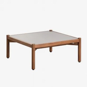 Gamila Salontafel Van Beton En Acaciahout Grijs & 70 X 70 Cm - Sklum