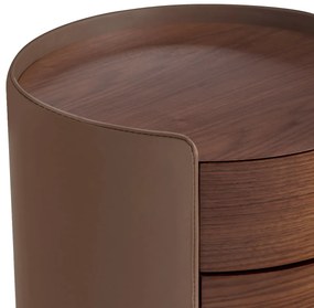 Commode nachtkastje notenhout/leer, Firmo