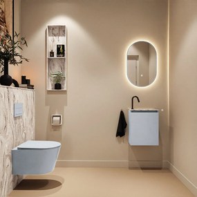 Mondiaz Ture DLux toiletmeubel 40cm clay met wastafel glace rechts met kraangat