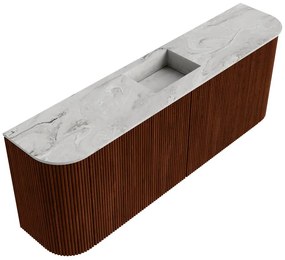Mondiaz Joya DLux 115cm toiletmeubel ronding links/rechts ruby met wastafel faye midden 1 kraangat glace
