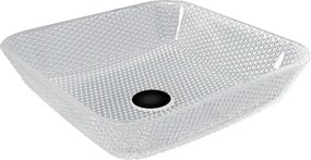 Mexen Mika glazen opbouw wastafel 40 x 40 cm, transparant - 24104000