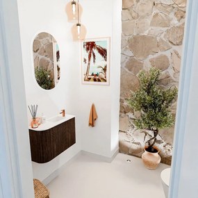 Mondiaz Joya 60cm toiletmeubel ronding links walnut met wastafel faye rechts 1 kraangat talc