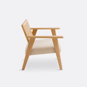 Fauteuil in beukenhout en vlechtwerk, Lons