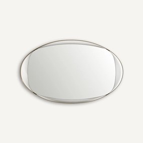 Ovale spiegel in geborsteld roestvrij staal, hoogte 76 cm, AVOLA