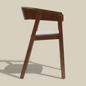 Walnoot Eetkamerstoel Met Beige Stof