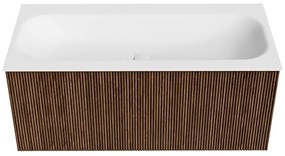 Mondiaz Kurve 100cm badmeubel walnut met 1 lade en wastafel big medium midden zonder kraangat